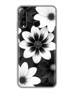 Чехол для Huawei P30 Lite / Nova 4e с картинкой «Монохромные астры» Чехол для Huawei P30 Lite / Nova 4e с картинкой «Монохромные астры»