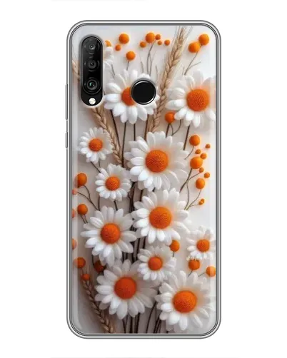 Чехол для Huawei P30 Lite / Nova 4e с картинкой «Белые сухоцветы»