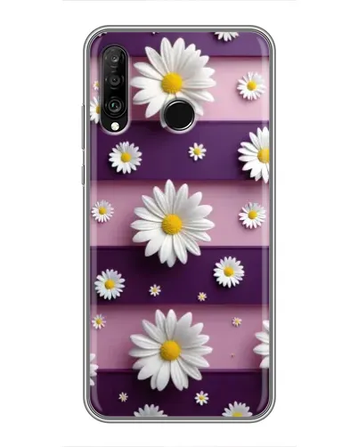 Чехол для Huawei P30 Lite / Nova 4e с картинкой «Ромашки на фиолетовом»
