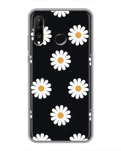 Чехол для Huawei P30 Lite / Nova 4e с картинкой «Ромашки на черном»
