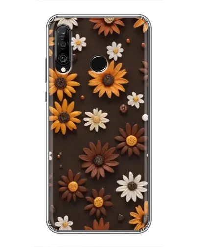 Чехол для Huawei P30 Lite / Nova 4e с картинкой «Узор из маленьких подсолнухов»