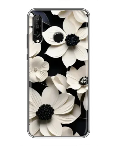 Чехол для Huawei P30 Lite / Nova 4e с картинкой «Объемные белые цветы»
