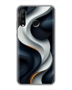 Чехол для Huawei P30 Lite / Nova 4e с картинкой «Объемные черно-белые ленты» Чехол для Huawei P30 Lite / Nova 4e с картинкой «Объемные черно-белые ленты»