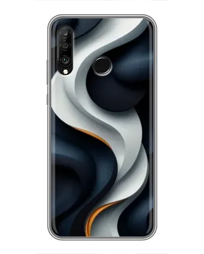 Чехол для Huawei P30 Lite / Nova 4e с картинкой «Объемные черно-белые ленты»