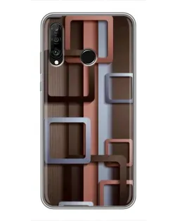 Чехол для Huawei P30 Lite / Nova 4e с картинкой «Коричневые объемные квадраты» Чехол для Huawei P30 Lite / Nova 4e с картинкой «Коричневые объемные квадраты»