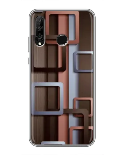 Чехол для Huawei P30 Lite / Nova 4e с картинкой «Коричневые объемные квадраты»