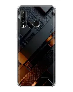 Чехол для Huawei P30 Lite / Nova 4e с картинкой «Черные геометрические блоки»