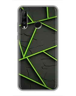 Чехол для Huawei P30 Lite / Nova 4e с картинкой «Зеленые геометрические линии»