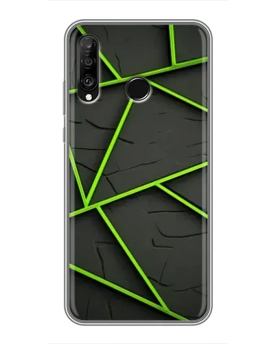 Чехол для Huawei P30 Lite / Nova 4e с картинкой «Зеленые геометрические линии»