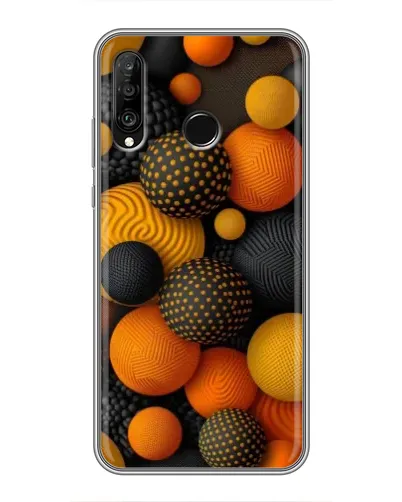 Чехол для Huawei P30 Lite / Nova 4e с картинкой «Объемные оранжевые сферы»