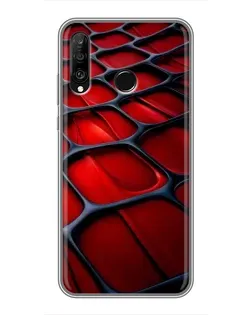 Чехол для Huawei P30 Lite / Nova 4e с картинкой «Красная глянцевая сетка»