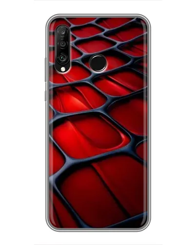 Чехол для Huawei P30 Lite / Nova 4e с картинкой «Красная глянцевая сетка»