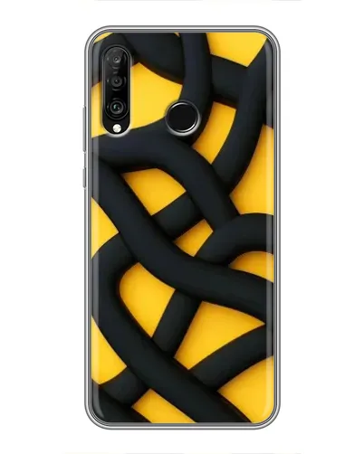 Чехол для Huawei P30 Lite / Nova 4e с картинкой «Черное желтое переплетение»