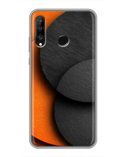 Чехол для Huawei P30 Lite / Nova 4e с картинкой «Геометрия оранжевых кругов»