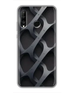 Чехол для Huawei P30 Lite / Nova 4e с картинкой «Объемное серое плетение»
