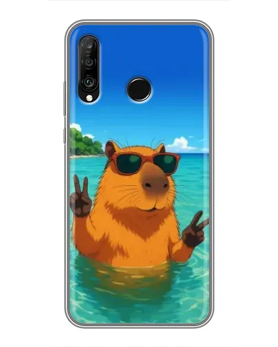Чохол для Huawei P30 Lite / Nova 4e з картинкою «Морська капібара» Чохол для Huawei P30 Lite / Nova 4e з картинкою «Морська капібара»