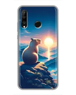 Чохол для Huawei P30 Lite / Nova 4e з картинкою «Захід сонця з капібарою»