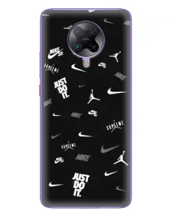 Чехол для Xiaomi POCO F2 Pro с картинкой «Nike Black Pattern»