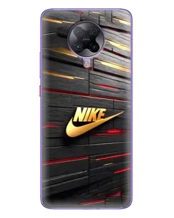 Чехол для Xiaomi POCO F2 Pro с картинкой «Золотой Nike на металле»