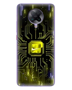 Чехол для Xiaomi POCO F2 Pro с картинкой «Nike — золотая искра»