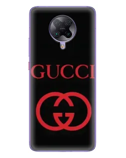 Чехол для Xiaomi POCO F2 Pro с картинкой «Gucci — красный логотип»