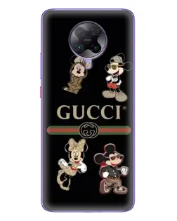 Чехол для Xiaomi POCO F2 Pro с картинкой «Gucci — герои Disney и монограмма»