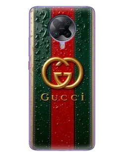Чехол для Xiaomi POCO F2 Pro с картинкой «Gucci — фирменная полоса и золото»