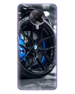 Чехол для Xiaomi POCO F2 Pro с картинкой «Колесо BMW вблизи»