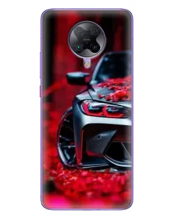 Чехол для Xiaomi POCO F2 Pro с картинкой «Спортивная BMW и цветы»