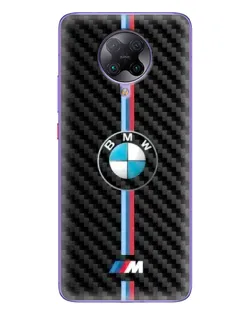 Чехол для Xiaomi POCO F2 Pro с картинкой «Эмблема BMW и карбон»