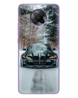 Чехол для Xiaomi POCO F2 Pro с картинкой «BMW в зимнем лесу»