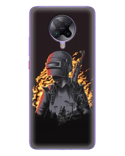 Чехол для Xiaomi POCO F2 Pro с картинкой «PUBG — огненный силуэт»