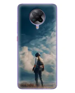 Чехол для Xiaomi POCO F2 Pro с картинкой «Герой PUBG на скале»