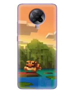 Чехол для Xiaomi POCO F2 Pro с картинкой «Майнкрафт закат солнца»