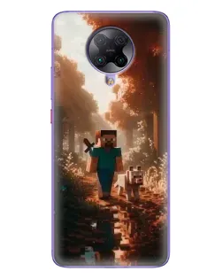 Чехол для Xiaomi POCO F2 Pro с картинкой «Стив в лесу»