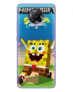 Чехол для Xiaomi POCO F2 Pro с картинкой «Губка Боб Minecraft»