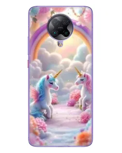 Чехол для Xiaomi POCO F2 Pro с картинкой «Радуга и единороги»