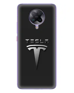 Чехол для Xiaomi POCO F2 Pro с картинкой «Стальной логотип Tesla»