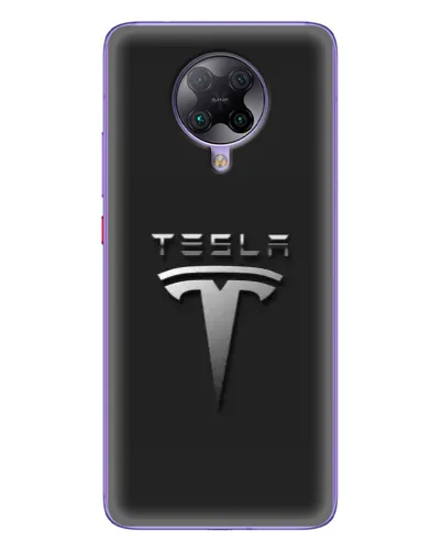 Чехол для Xiaomi POCO F2 Pro с картинкой «Стальной логотип Tesla»