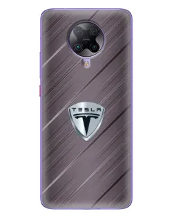 Чехол для Xiaomi POCO F2 Pro с картинкой «Металлическая текстура Tesla»