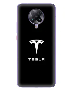 Чехол для Xiaomi POCO F2 Pro с картинкой «Tesla White Logo»