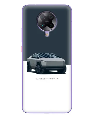 Чехол для Xiaomi POCO F2 Pro с картинкой «Серебристый Cybertruck Tesla»