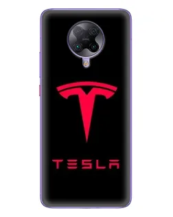 Чехол для Xiaomi POCO F2 Pro с картинкой «Tesla Red Logo»