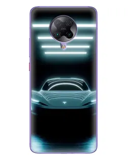 Чехол для Xiaomi POCO F2 Pro с картинкой «Tesla в неоне»