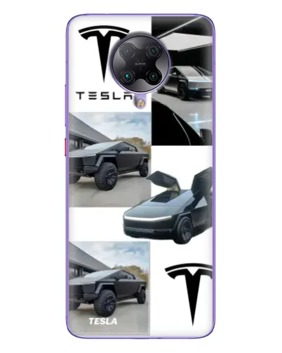 Чехол для Xiaomi POCO F2 Pro с картинкой «Коллаж Cybertruck Tesla»