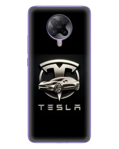Чехол для Xiaomi POCO F2 Pro с картинкой «Tesla — серебристое авто»