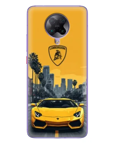 Чехол для Xiaomi POCO F2 Pro с картинкой «Желтый Lamborghini город»