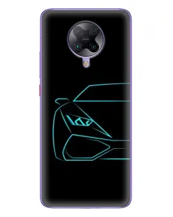 Чехол для Xiaomi POCO F2 Pro с картинкой «Голубой силуэт Lamborghini»