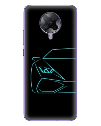 Чехол для Xiaomi POCO F2 Pro с картинкой «Голубой силуэт Lamborghini»