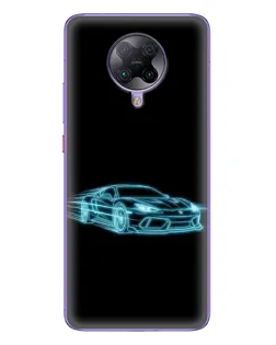 Чехол для Xiaomi POCO F2 Pro с картинкой «Неоновый контур Lamborghini»